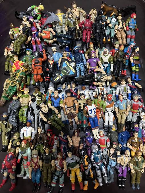 A tabletop army of vintage G.I. Joe action figures from the Texas Toy Collector collection